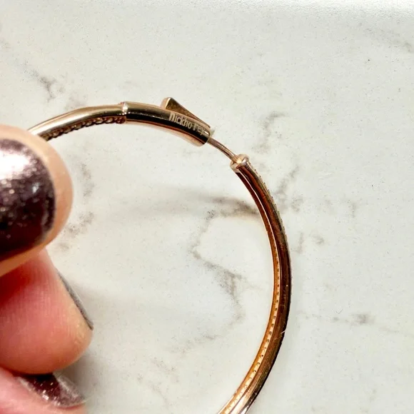 Nickho Rey Slim Tire 14K-Rose-Gold Vermeil & Crystal Hoop Earrings - Picture 3 of 6